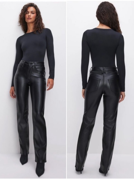 Good American Pants - NEW Good American Icon Faux Leather Pants in Black Size 16